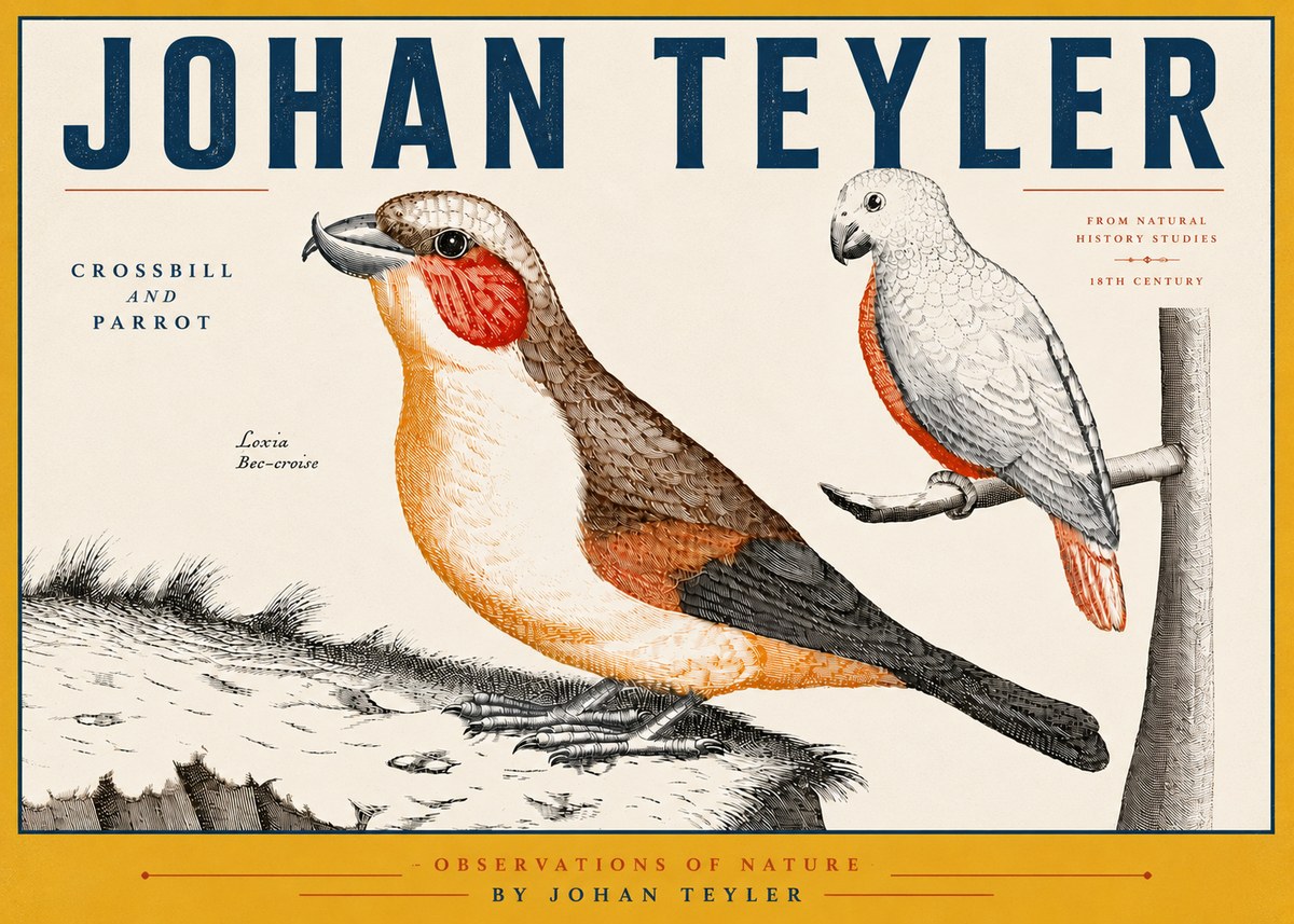 Johan Teyler Crossbill and Parrot No6 - Juliste