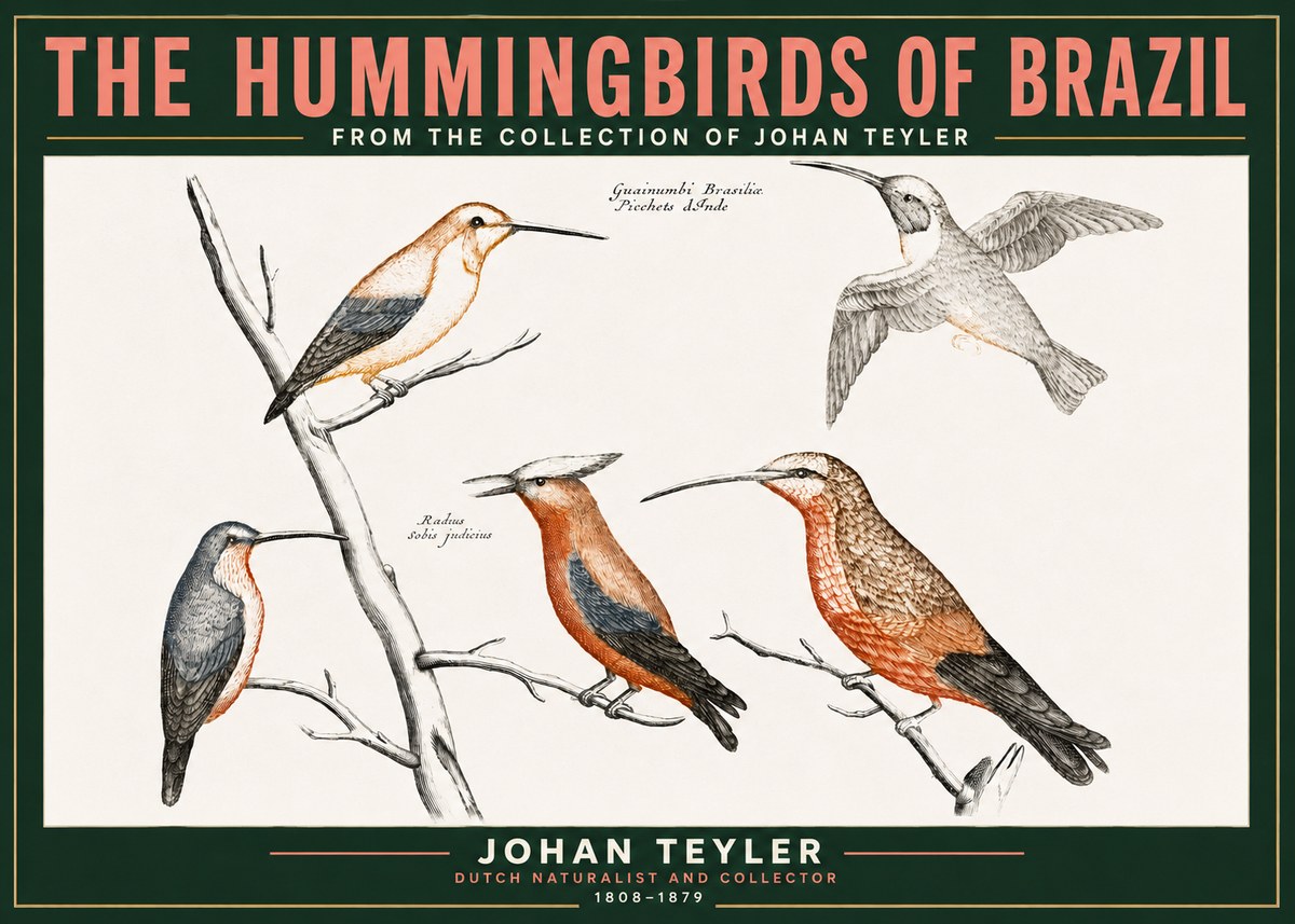 Johan Teyler The Hummingbirds of Brazil from the Collection of Johan Teyler No2 - Juliste