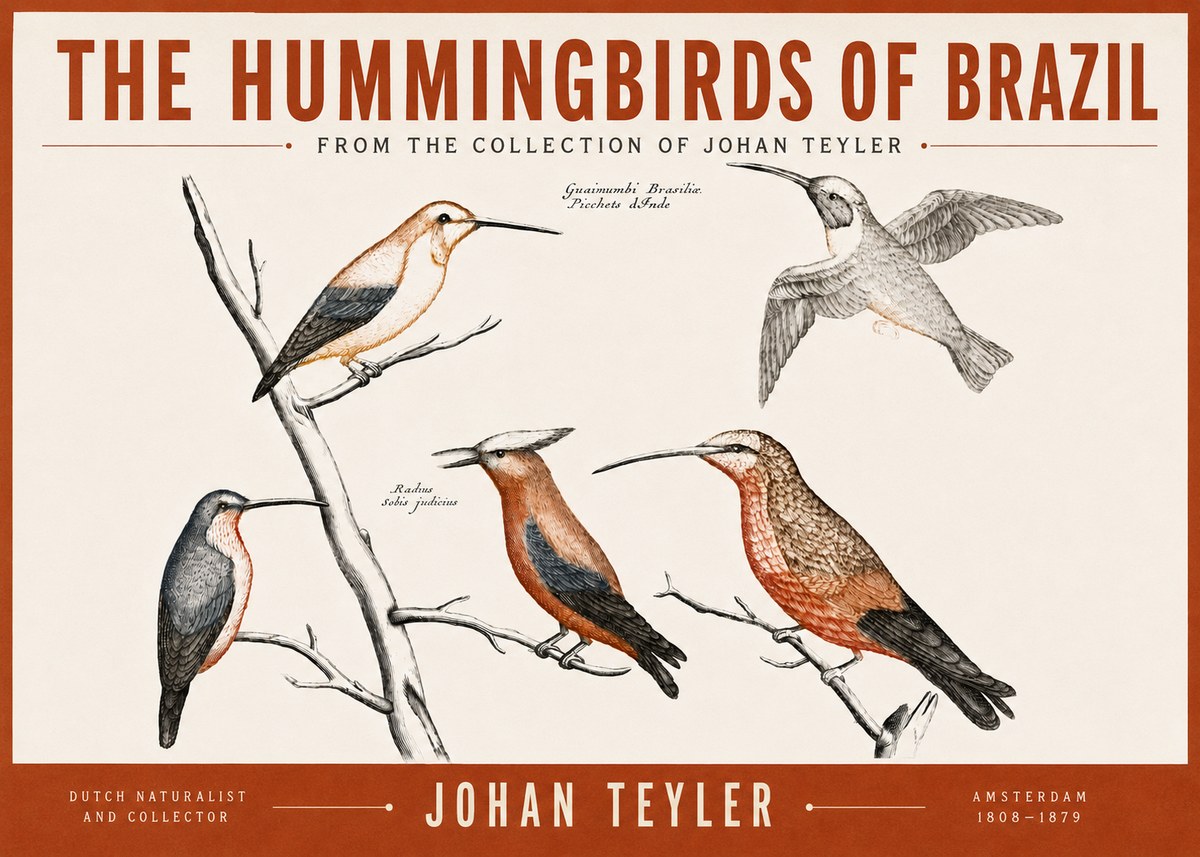 Johan Teyler The Hummingbirds of Brazil from the Collection of Johan Teyler No3 - Juliste