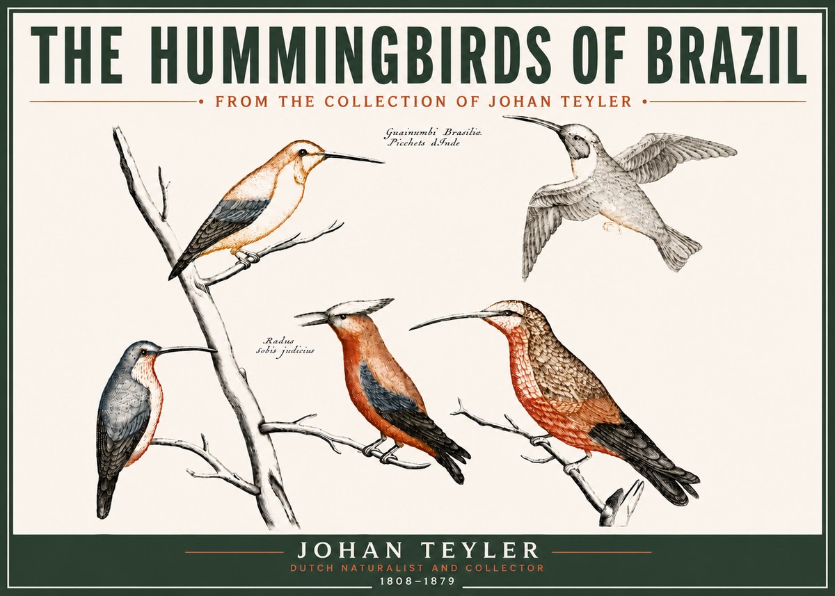 Johan Teyler The Hummingbirds of Brazil from the Collection of Johan Teyler No6 - Juliste