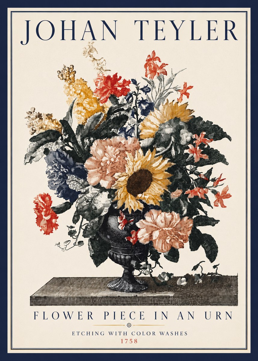 Johan Teyler Flower Piece in an Urn I No3 - Juliste