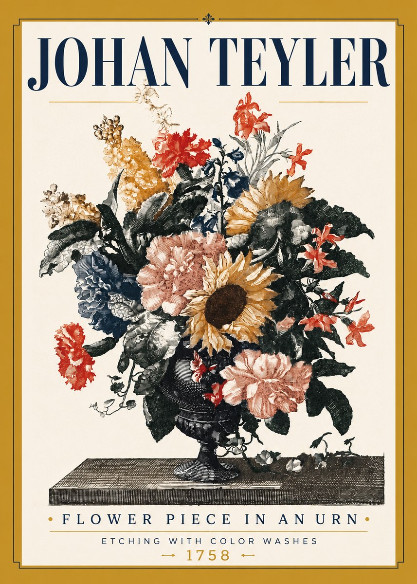 Johan Teyler Flower Piece in an Urn I No5 - Juliste