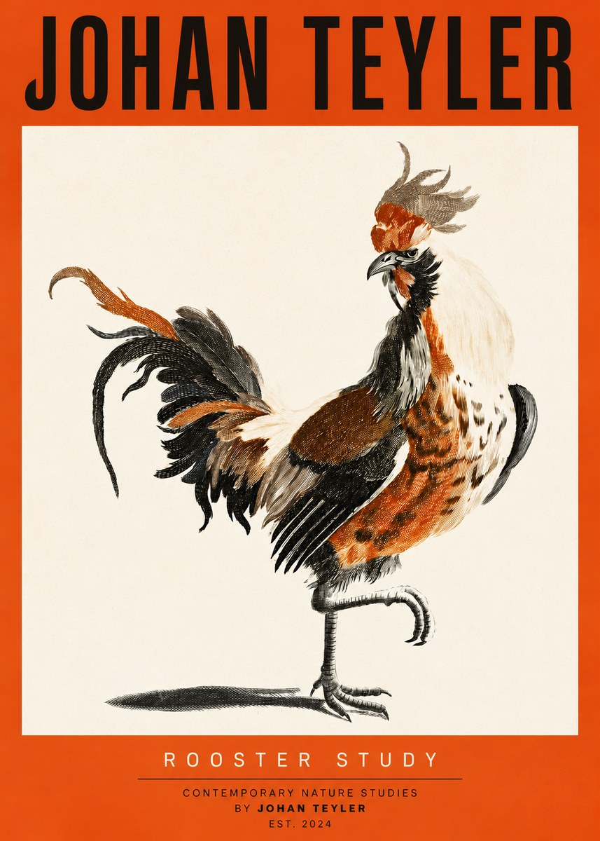 Johan Teyler Rooster Study No2 - Juliste