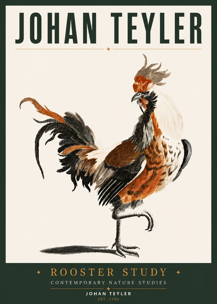 Johan Teyler Rooster Study No3 - Juliste
