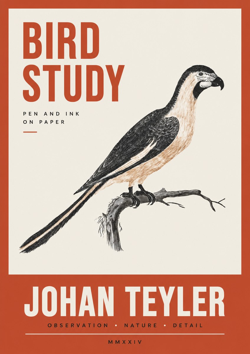 Johan Teyler Bird Study I No3 - Juliste