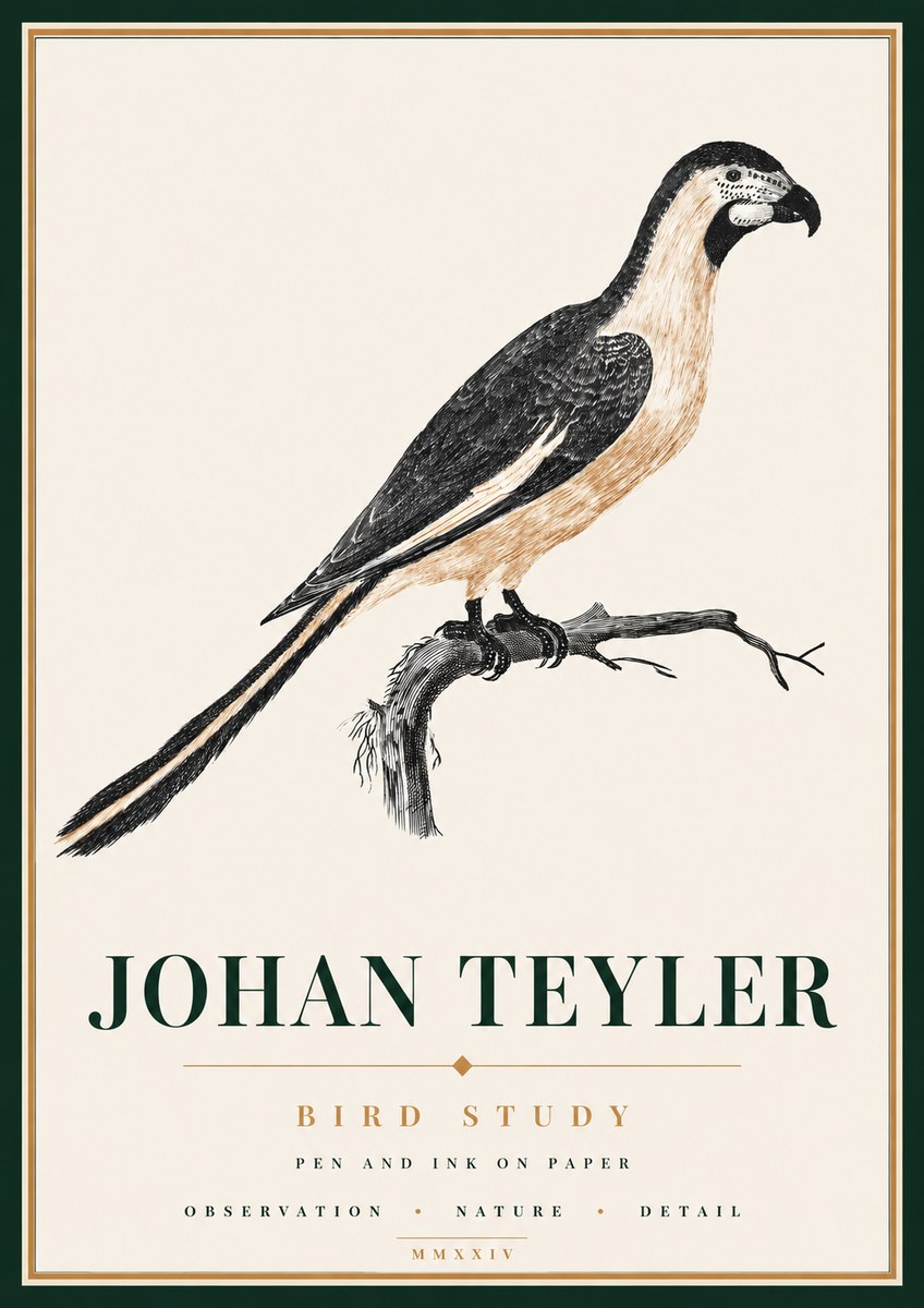 Johan Teyler Bird Study I No6 - Juliste