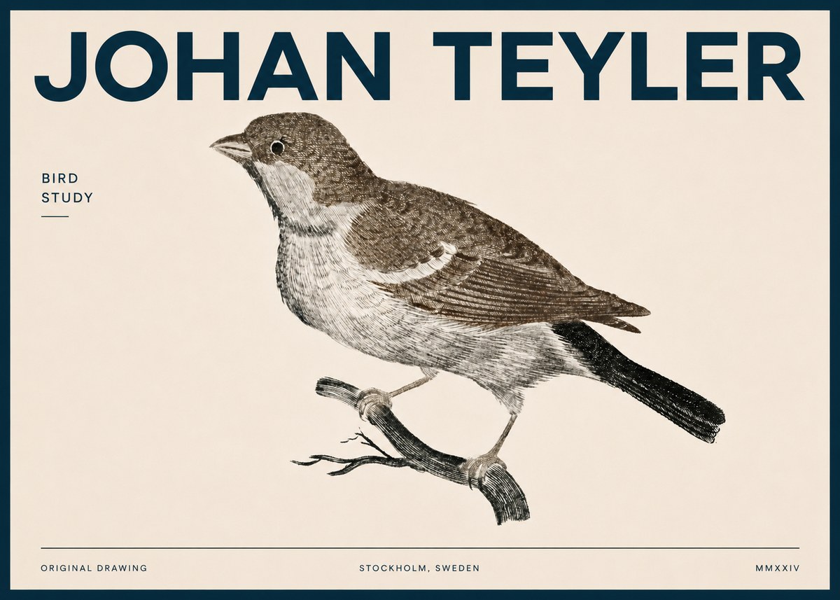 Johan Teyler Bird Study II No4 - Juliste