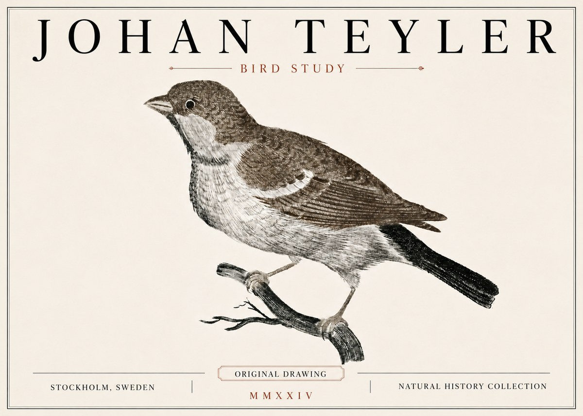 Johan Teyler Bird Study II No6 - Juliste