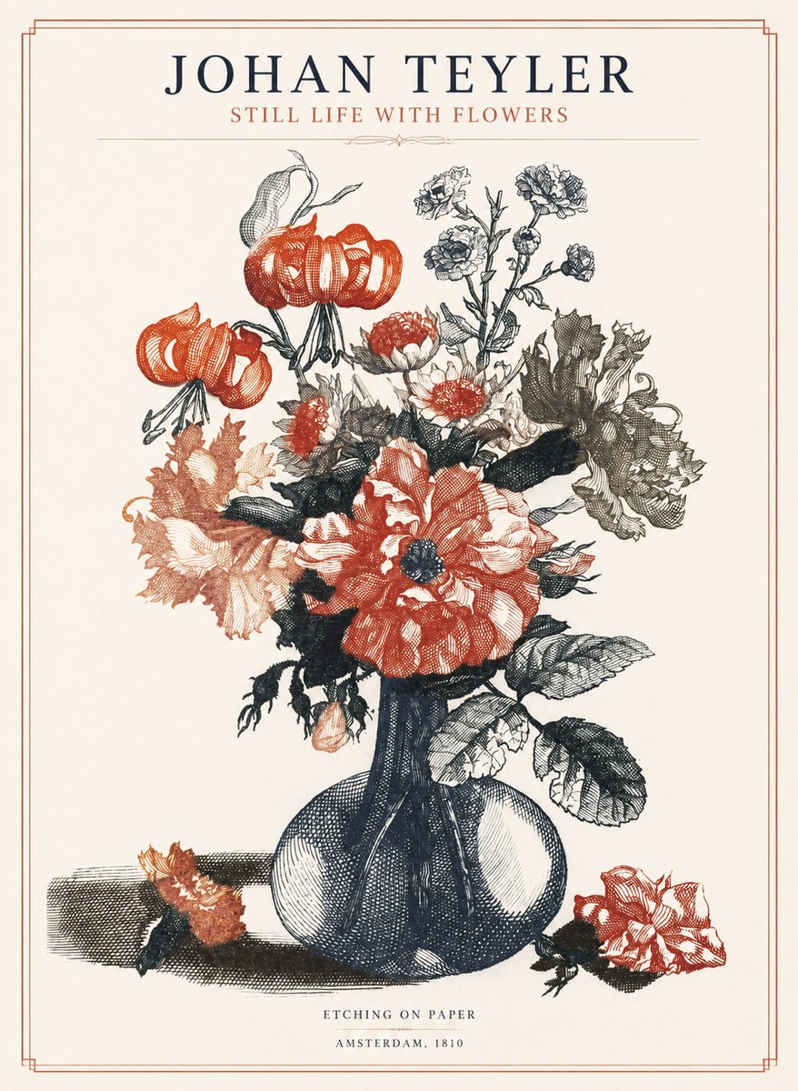 Johan Teyler Still Life with Flowers No1 - Juliste
