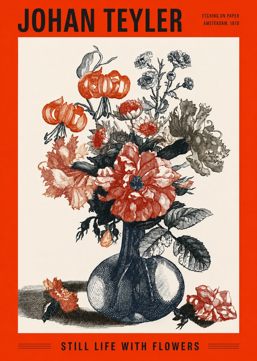 Johan Teyler Still Life with Flowers No2 - Juliste