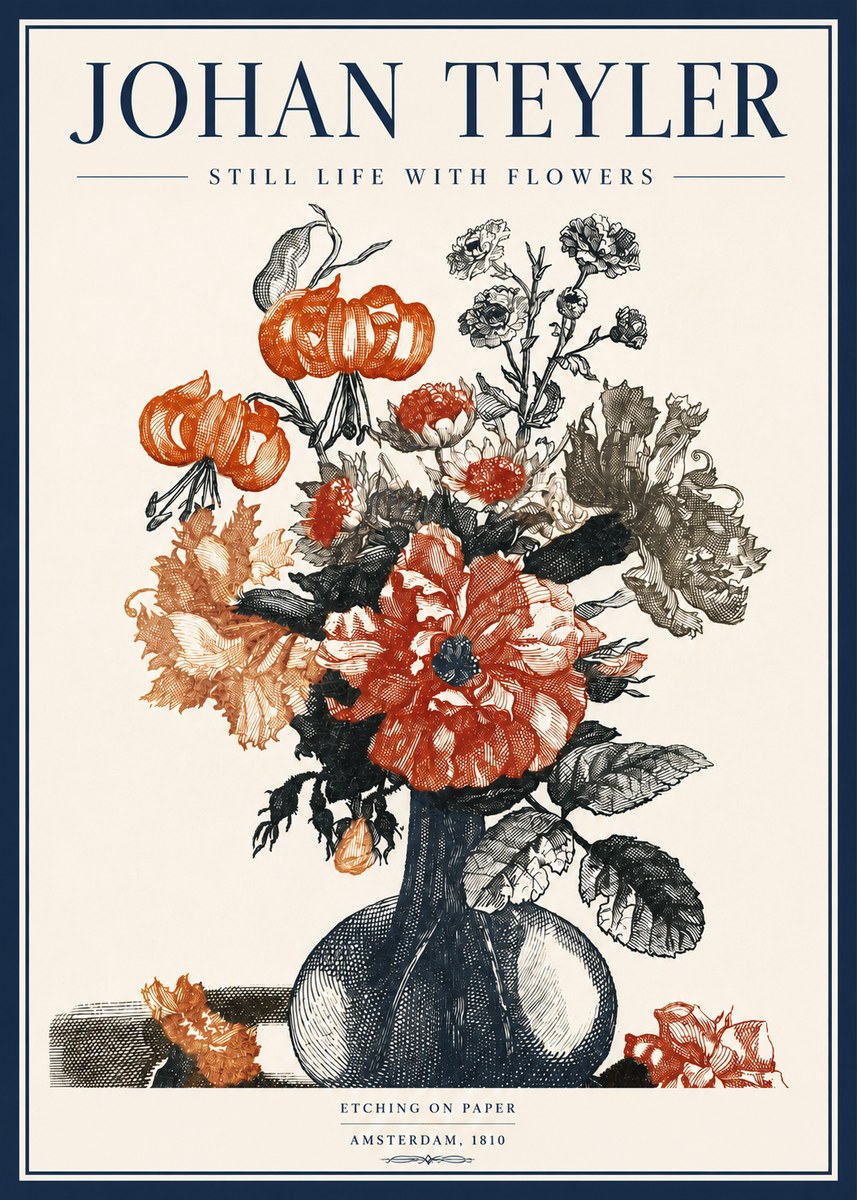 Johan Teyler Still Life with Flowers No3 - Juliste
