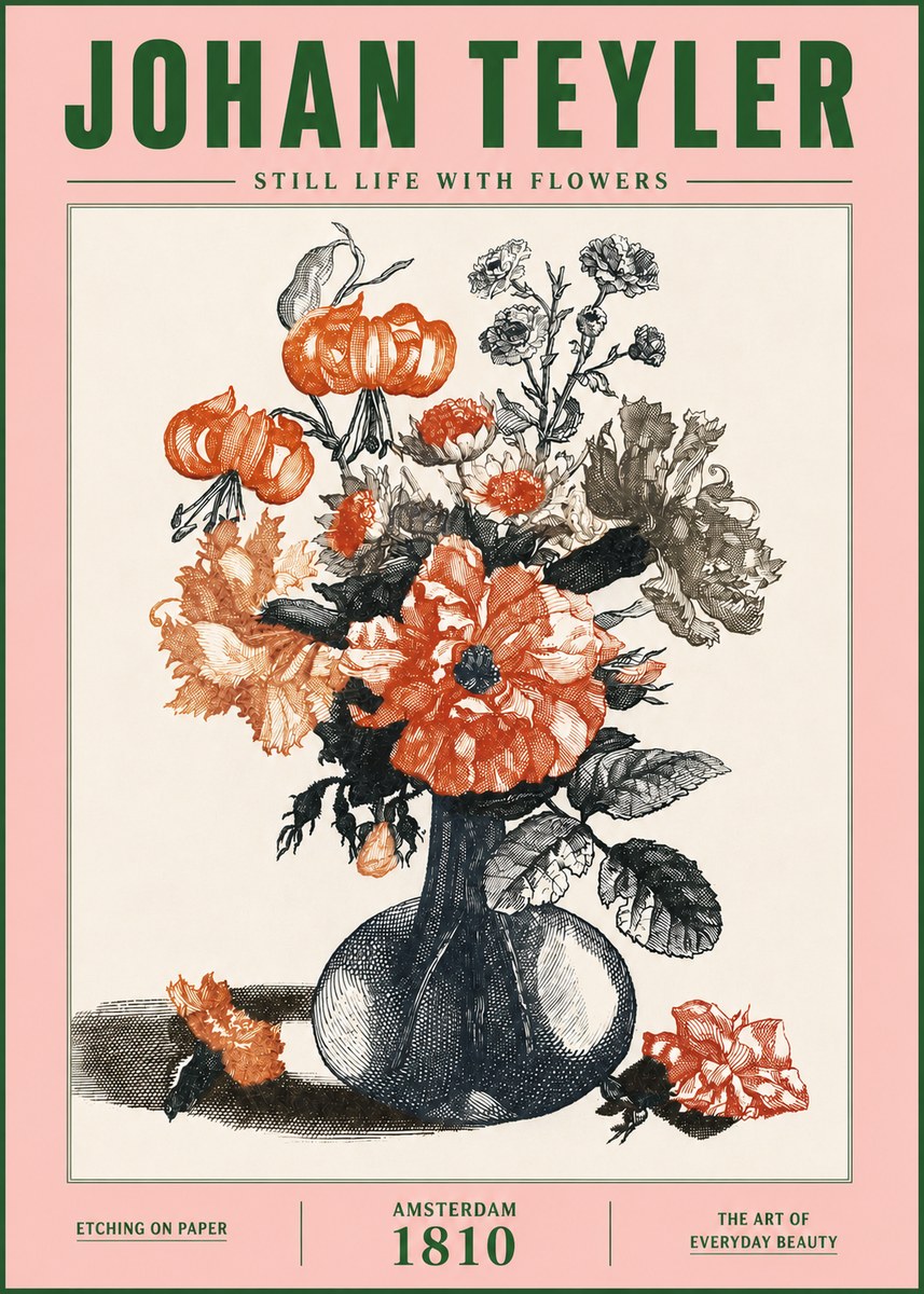 Johan Teyler Still Life with Flowers No4 - Juliste