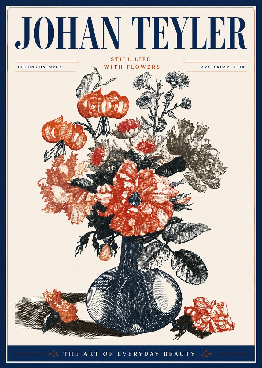 Johan Teyler Still Life with Flowers No5 - Juliste