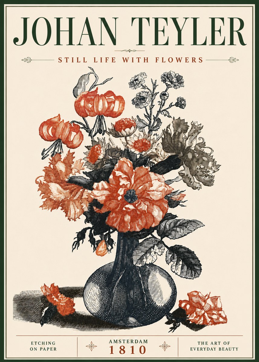 Johan Teyler Still Life with Flowers No6 - Juliste
