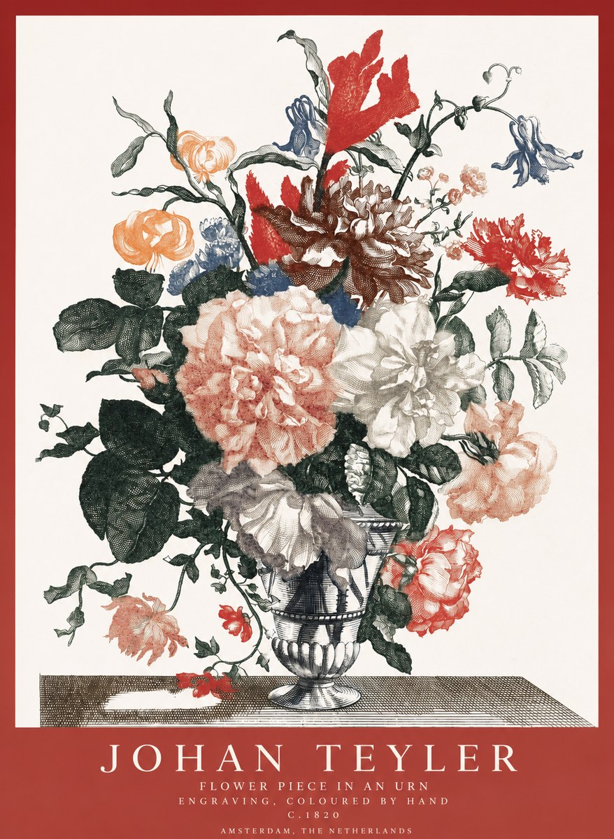 Johan Teyler Flower Piece in an Urn II No1 - Juliste
