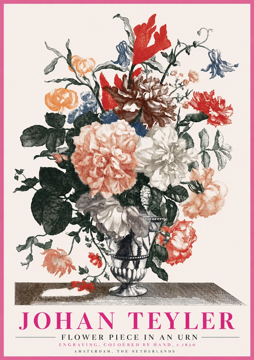 Johan Teyler Flower Piece in an Urn II No3 - Juliste