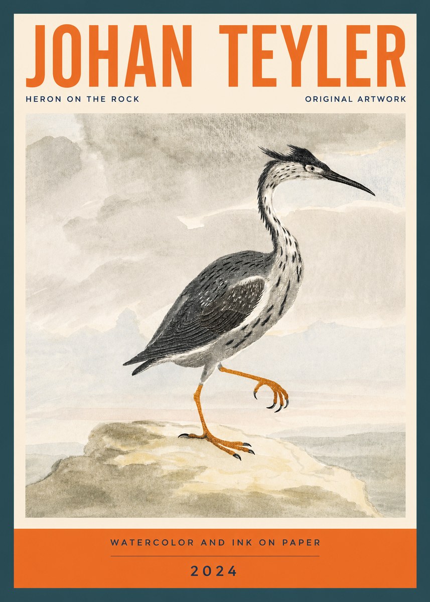 Johan Teyler Heron on the Rock No2 - Juliste