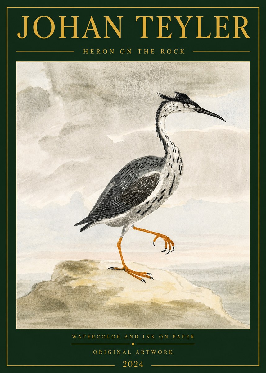 Johan Teyler Heron on the Rock No3 - Juliste