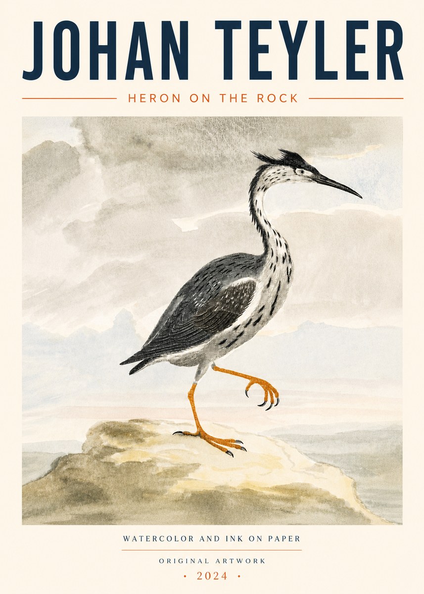 Johan Teyler Heron on the Rock No4 - Juliste