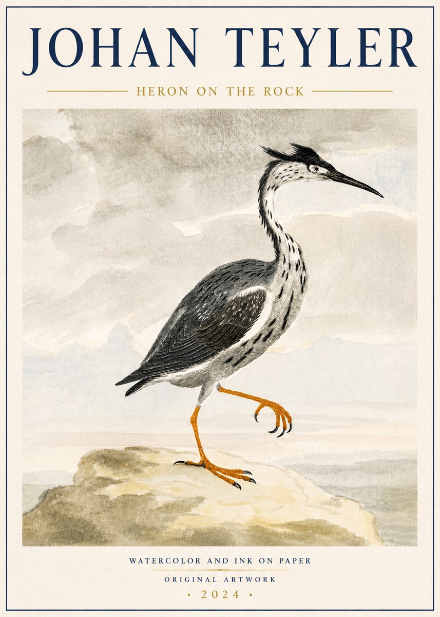Johan Teyler Heron on the Rock No6 - Juliste