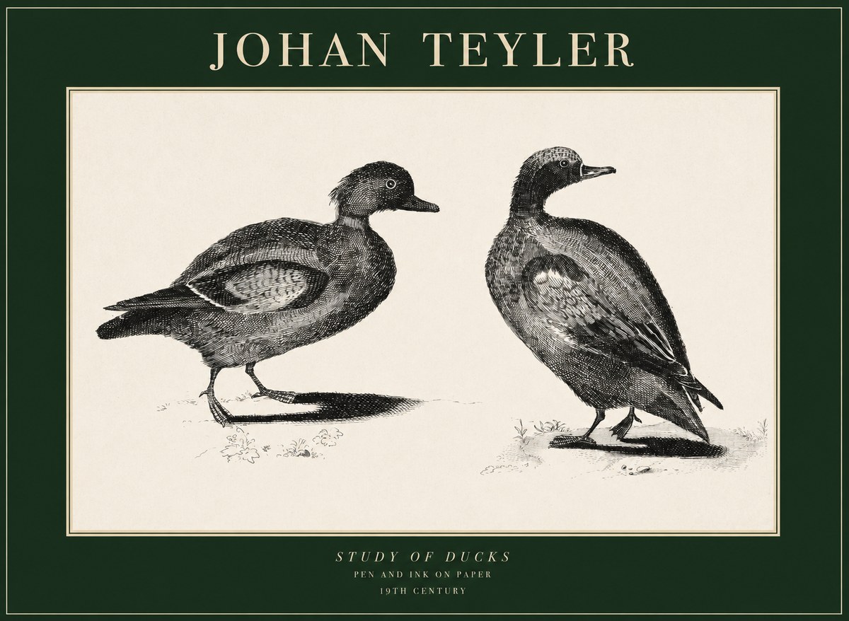 Johan Teyler Study of Ducks No1 - Juliste