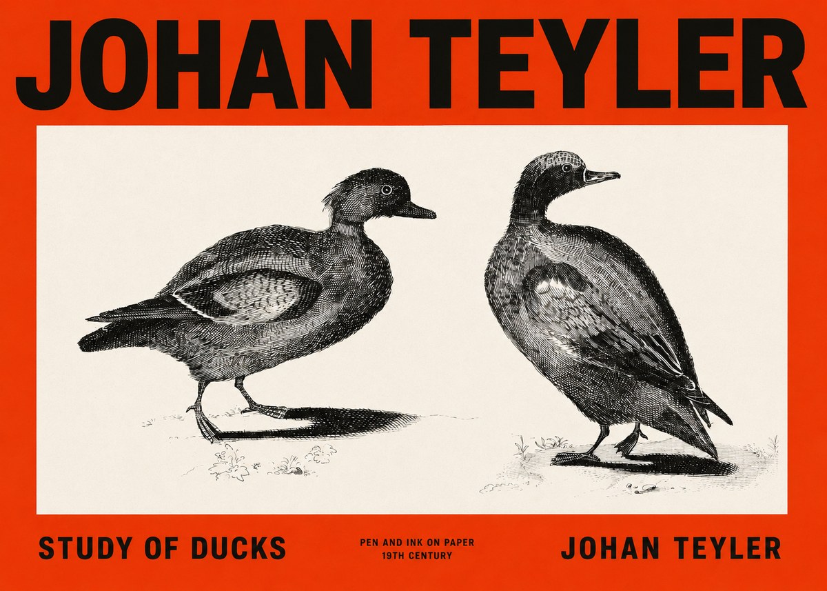 Johan Teyler Study of Ducks No2 - Juliste