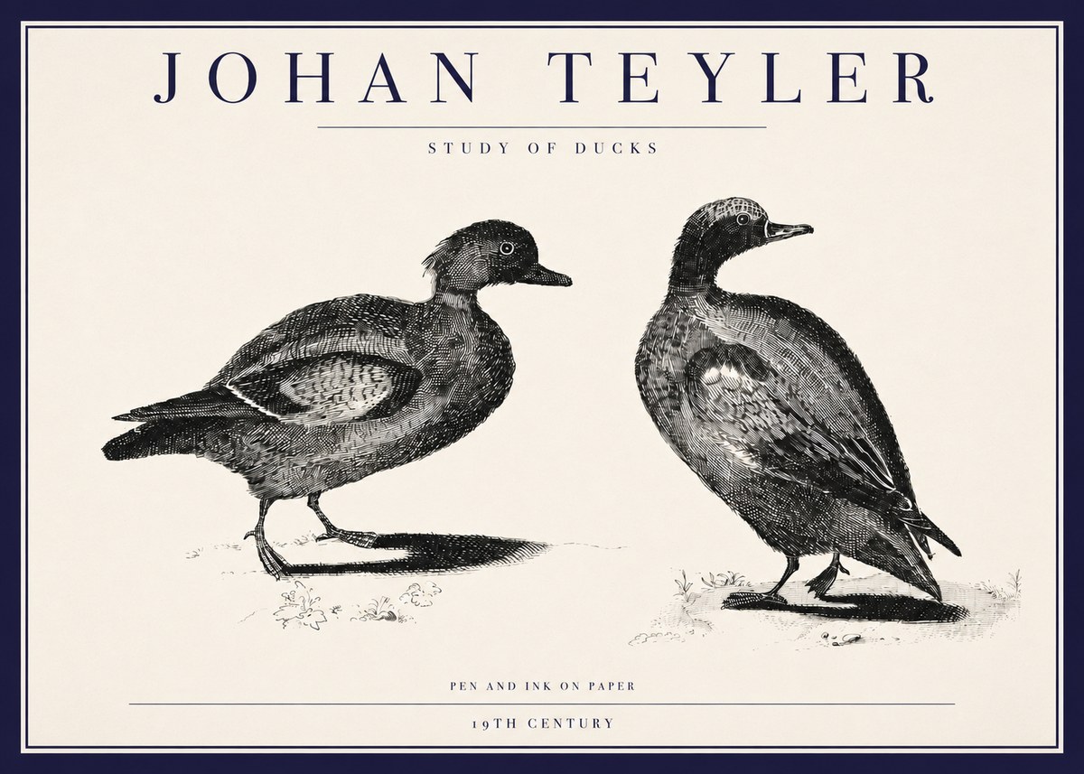 Johan Teyler Study of Ducks No3 - Juliste
