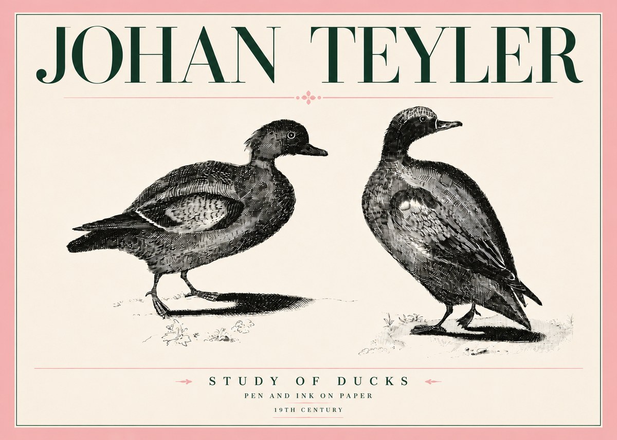Johan Teyler Study of Ducks No5 - Juliste