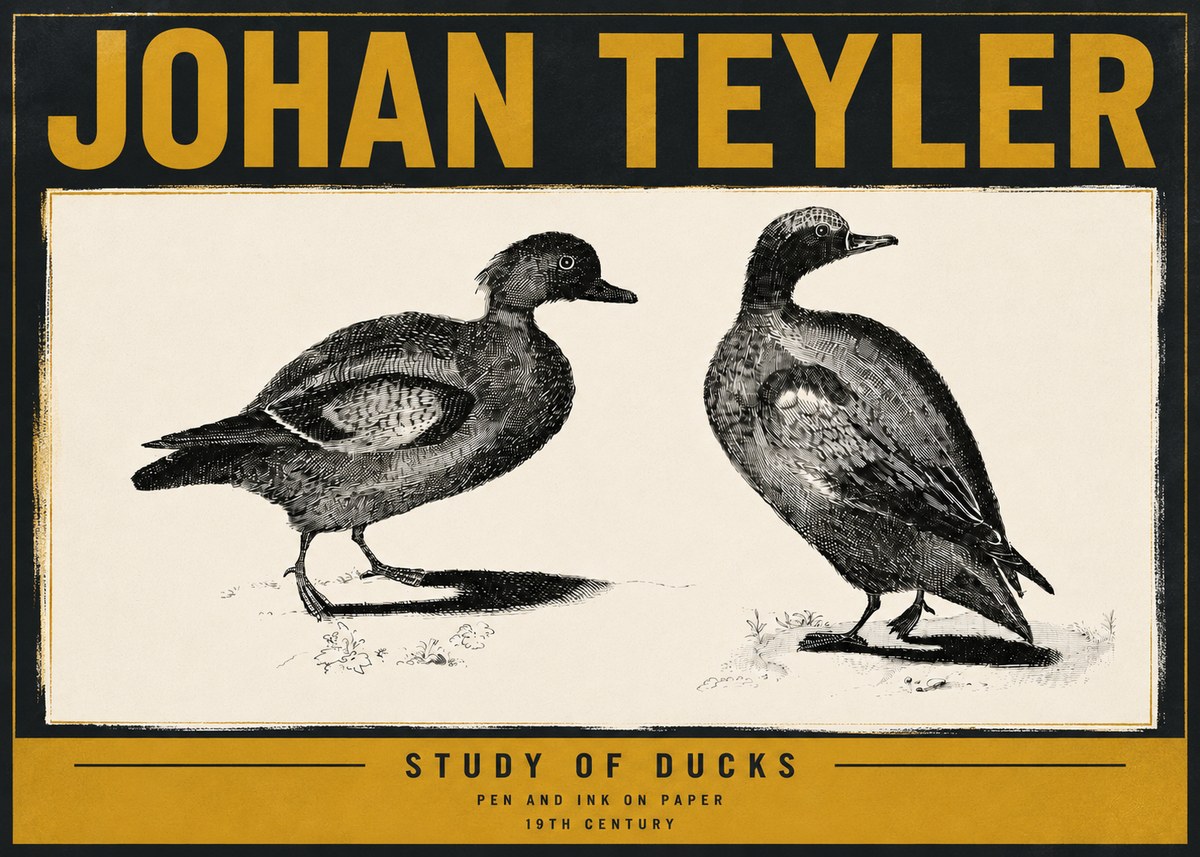 Johan Teyler Study of Ducks No6 - Juliste