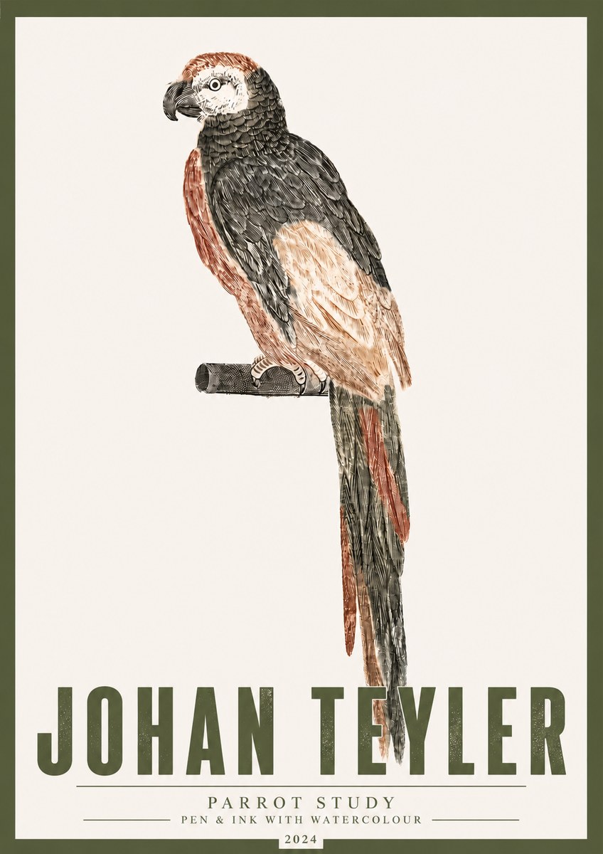 Johan Teyler Parrot Study II No4 - Juliste