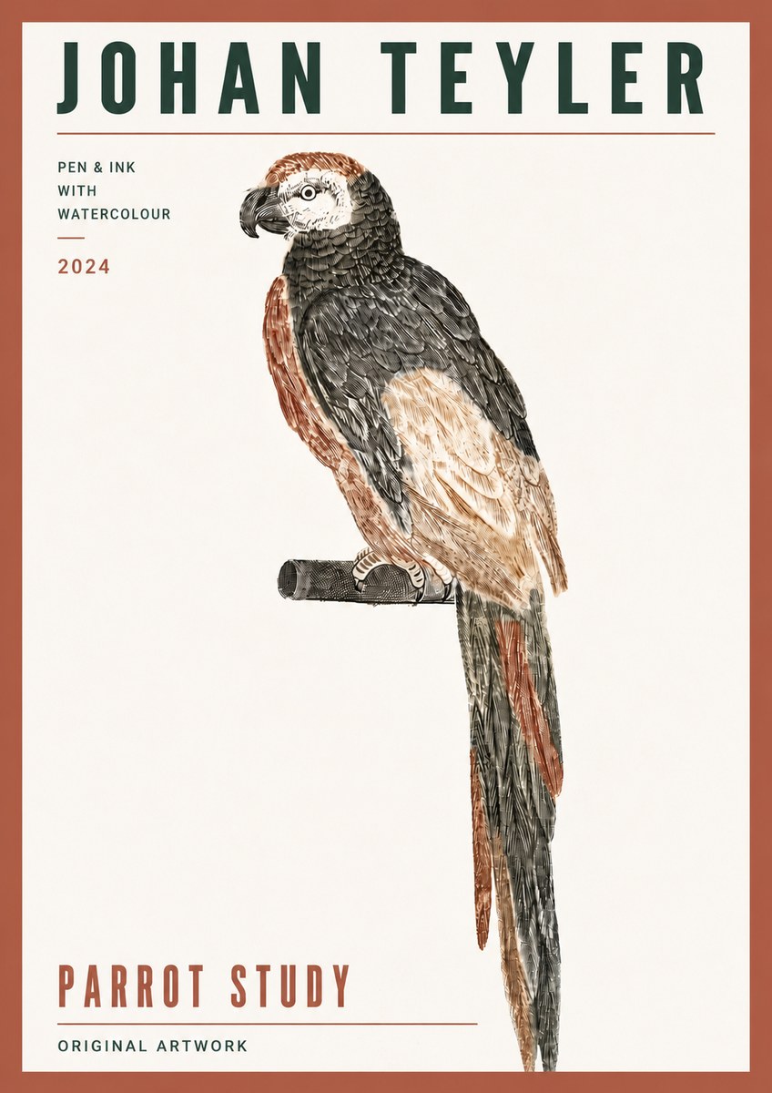 Johan Teyler Parrot Study II No6 - Juliste