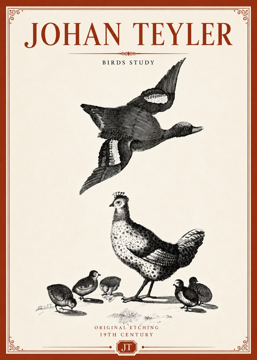 Johan Teyler Birds Study No5 - Juliste