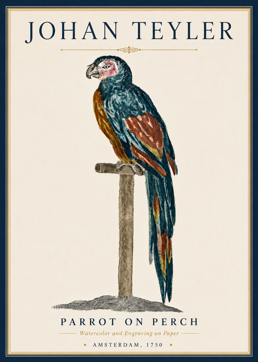 Johan Teyler Parrot on Perch No5 - Juliste