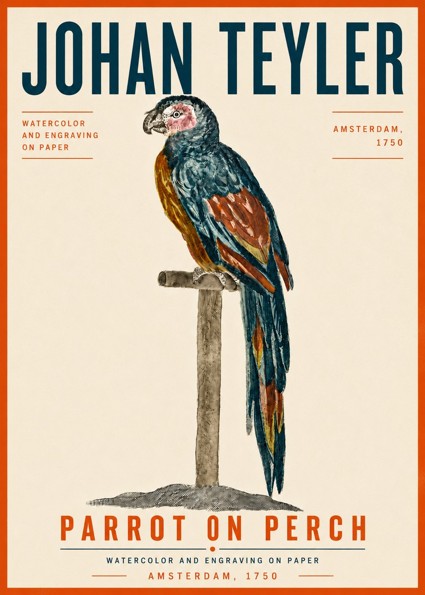 Johan Teyler Parrot on Perch No6 - Juliste