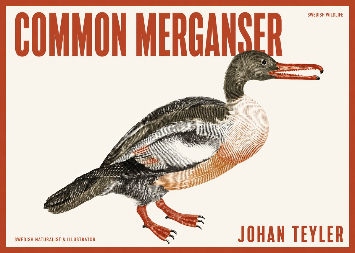Johan Teyler Common Merganser No2 - Juliste
