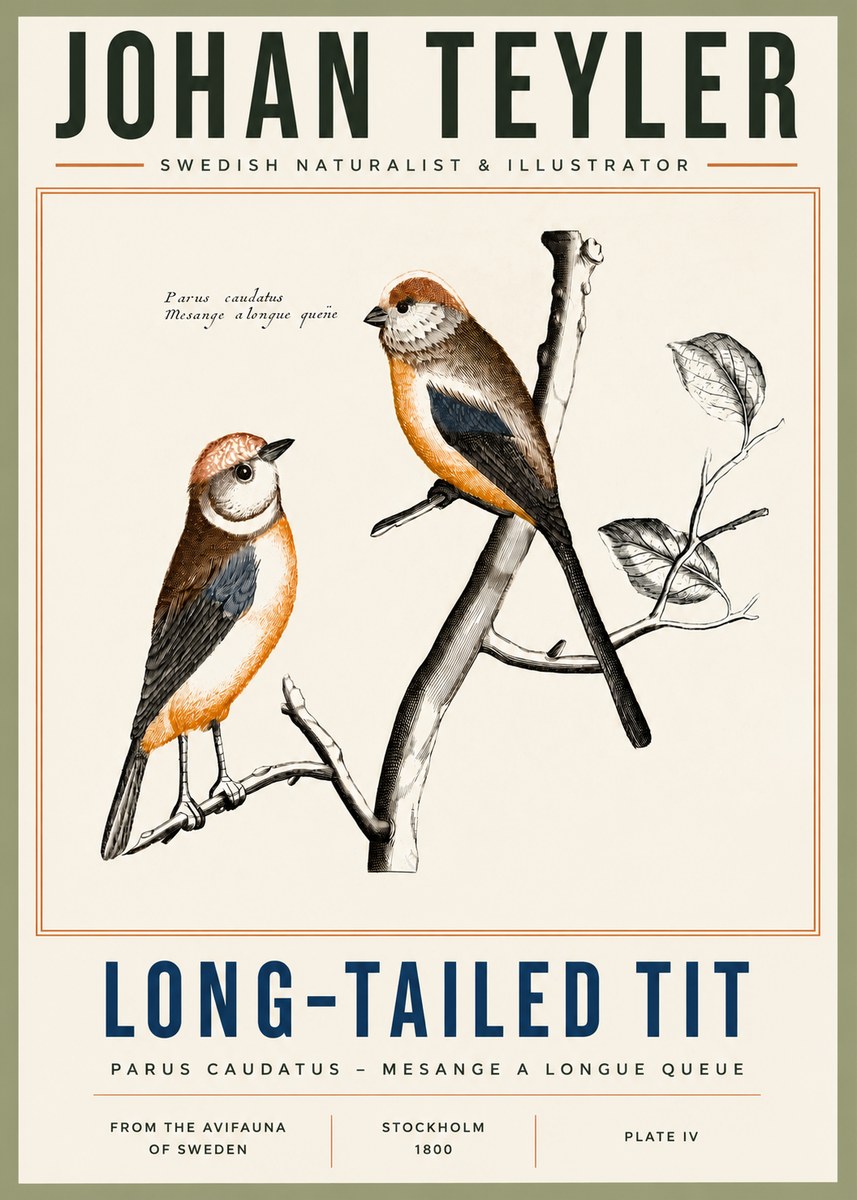 Johan Teyler Long-tailed Tit No4 - Juliste