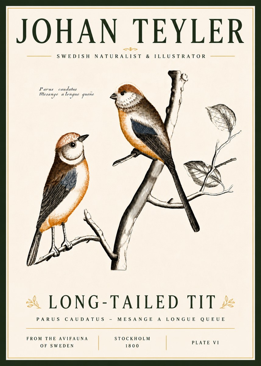 Johan Teyler Long-tailed Tit No6 - Juliste