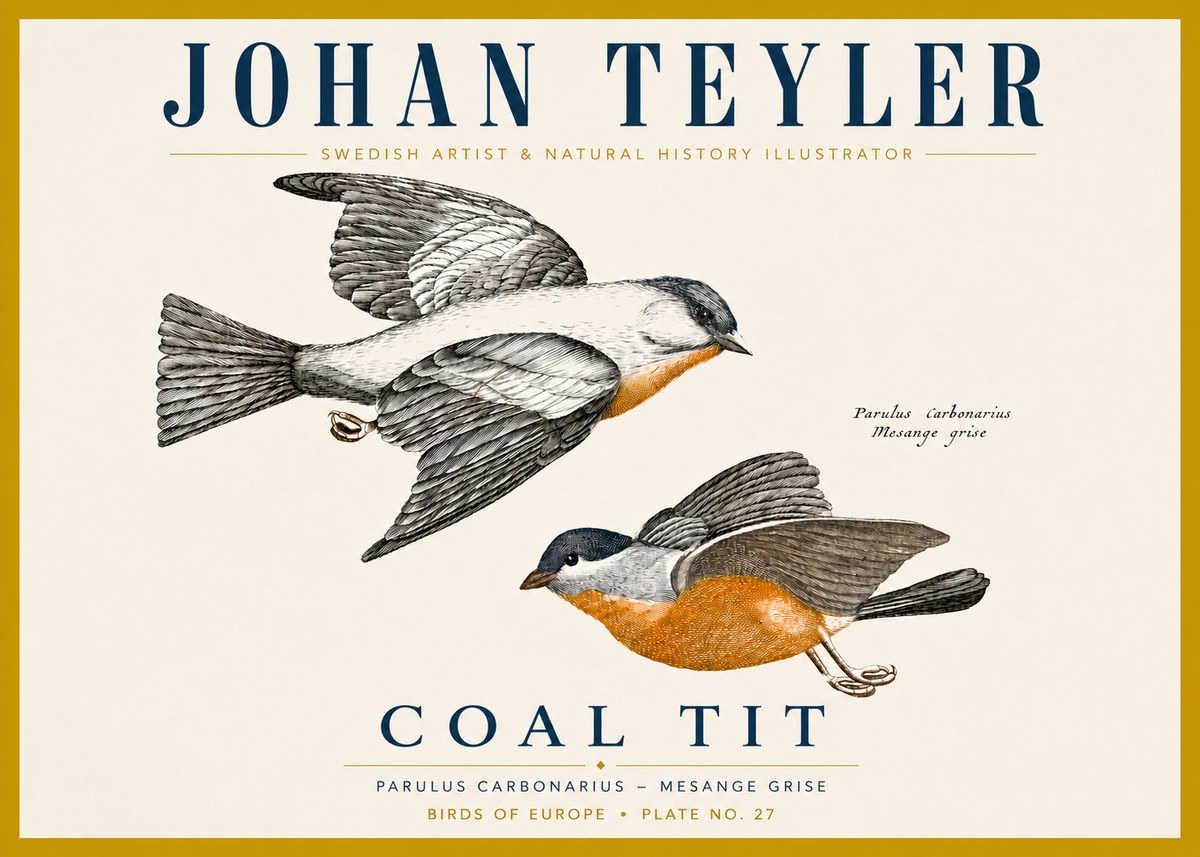 Johan Teyler Coal Tit No4 - Juliste