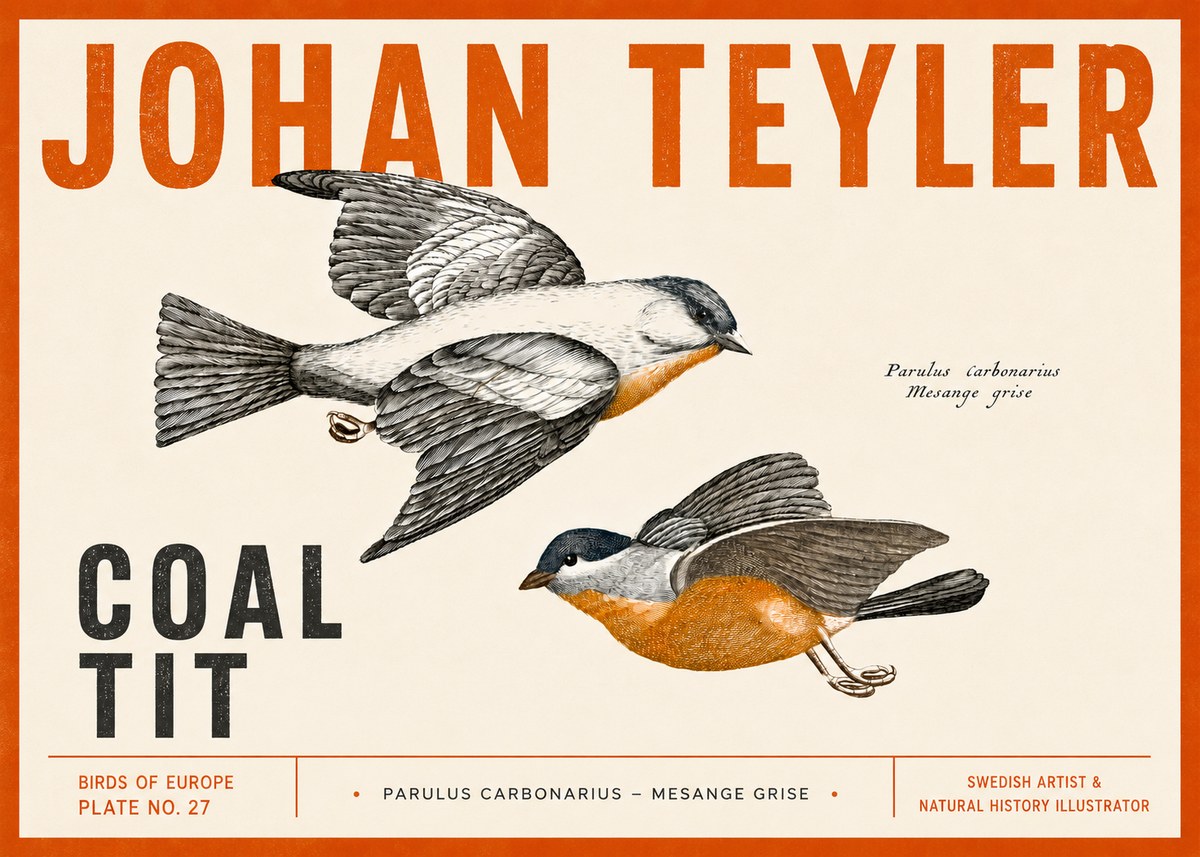 Johan Teyler Coal Tit No5 - Juliste