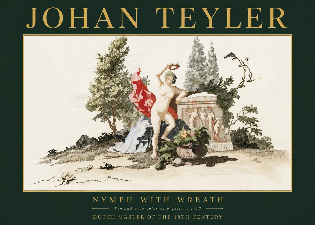 Johan Teyler Nymph with Wreath No3 - Juliste