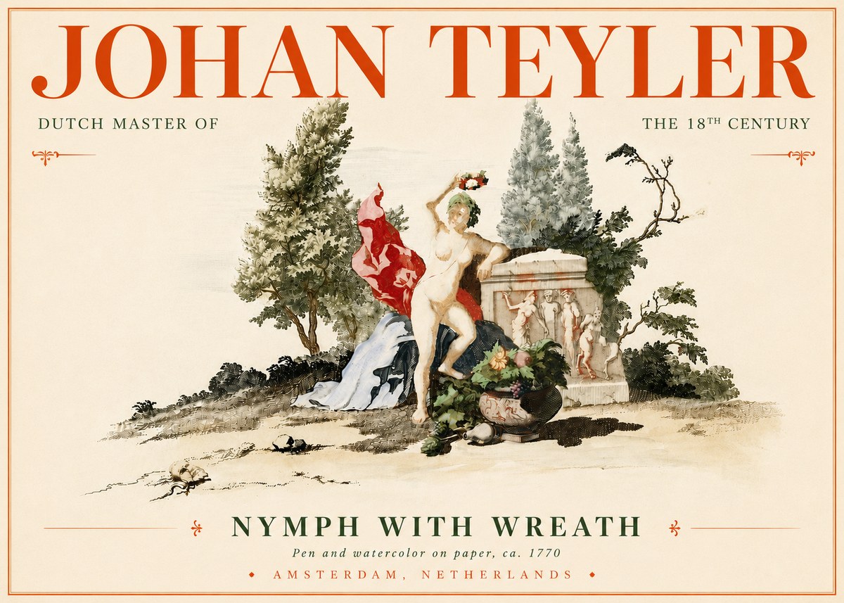 Johan Teyler Nymph with Wreath No6 - Juliste