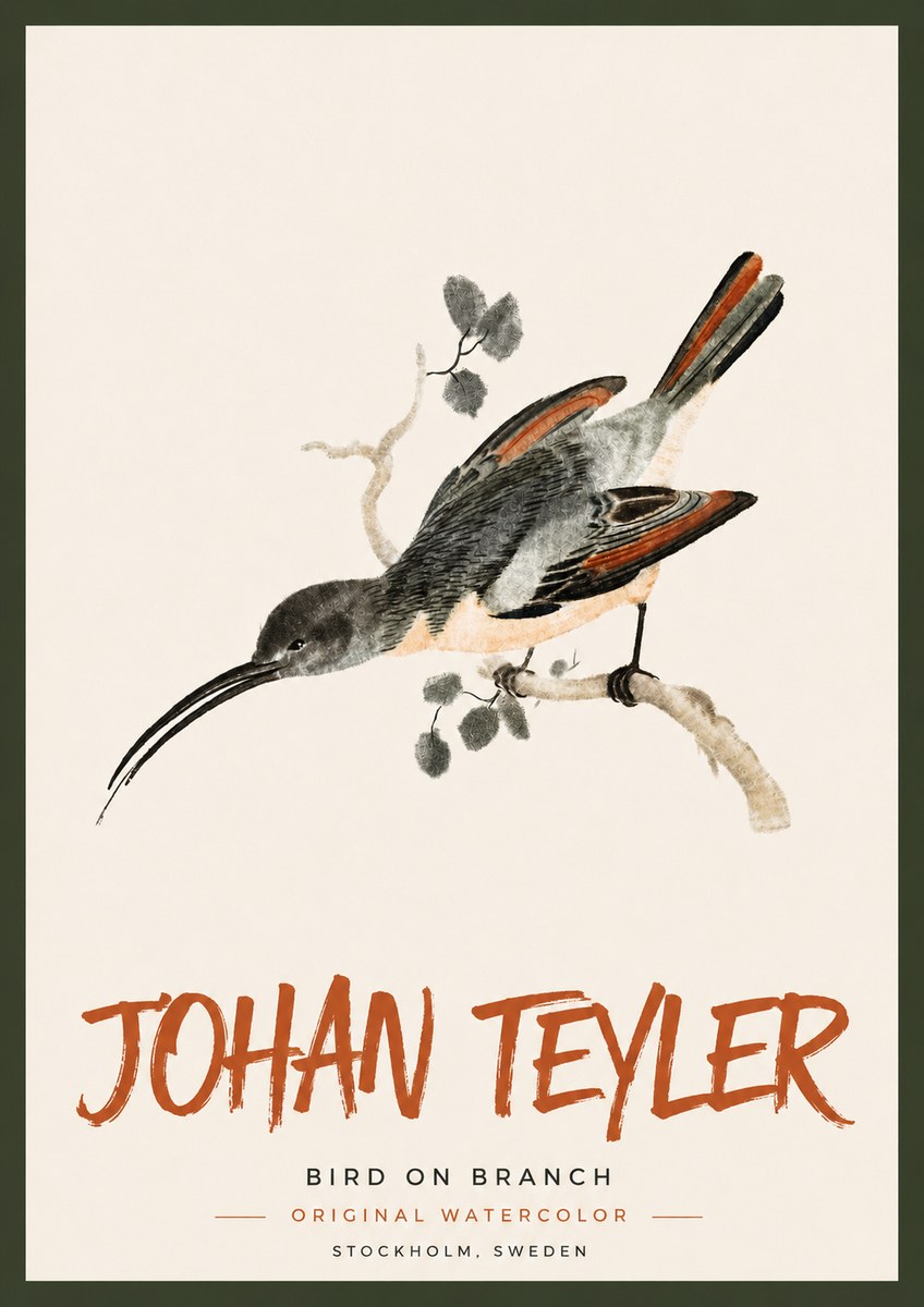 Johan Teyler Bird on Branch II No4 - Juliste