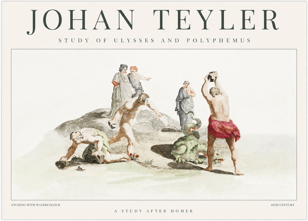 Johan Teyler Study of Ulysses and Polyphemus No1 - Juliste