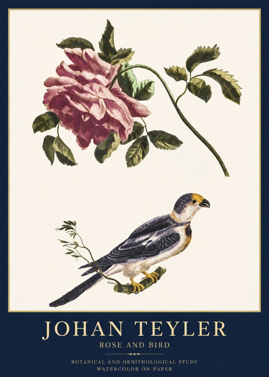 Johan Teyler Rose and Bird I No3 - Juliste