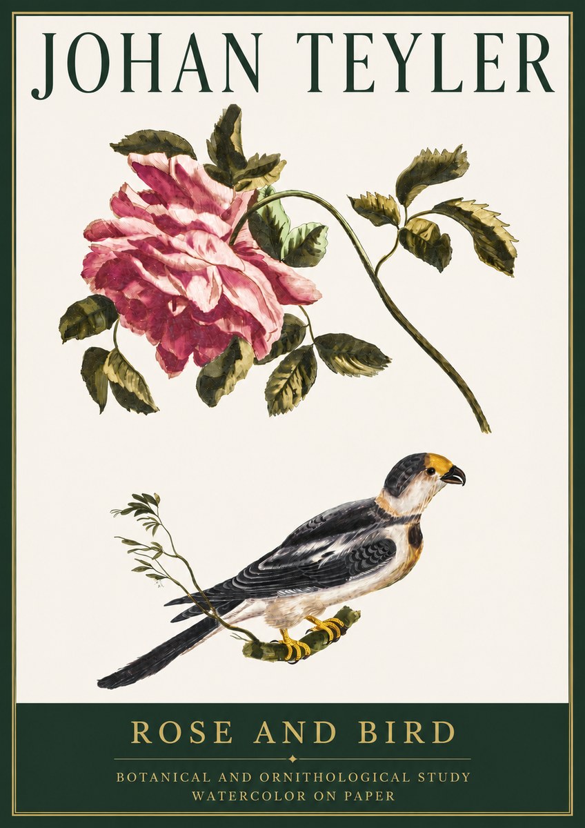 Johan Teyler Rose and Bird I No5 - Juliste