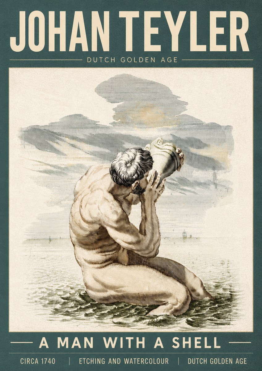 Johan Teyler A Man with a Shell No5 - Juliste