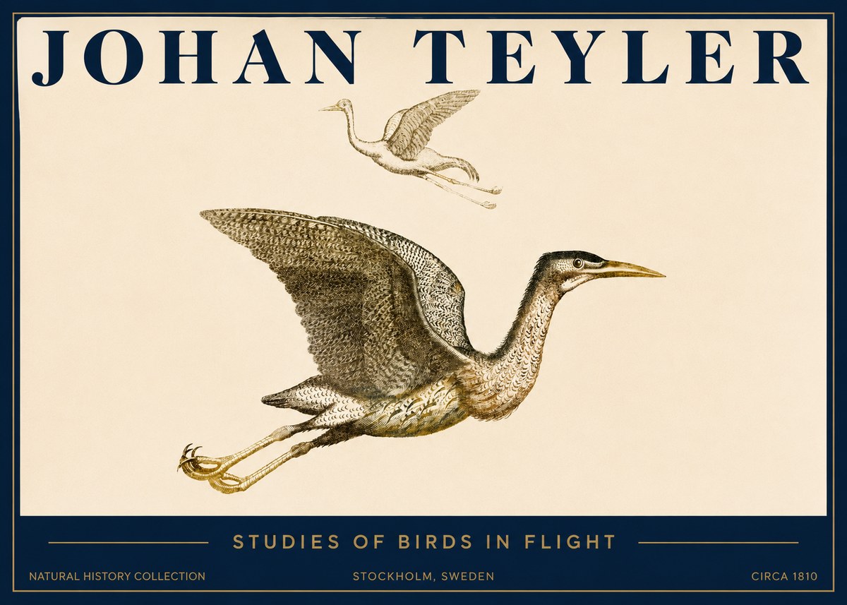 Johan Teyler Studies of Birds in Flight No3 - Juliste