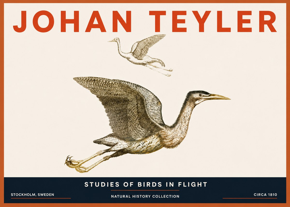 Johan Teyler Studies of Birds in Flight No5 - Juliste