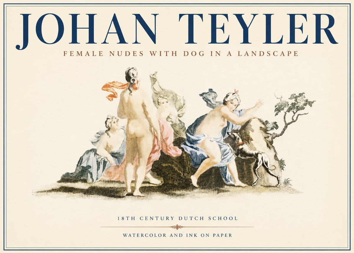 Johan Teyler Nudi Femminili Con Cane in Paesaggio No4 - Juliste