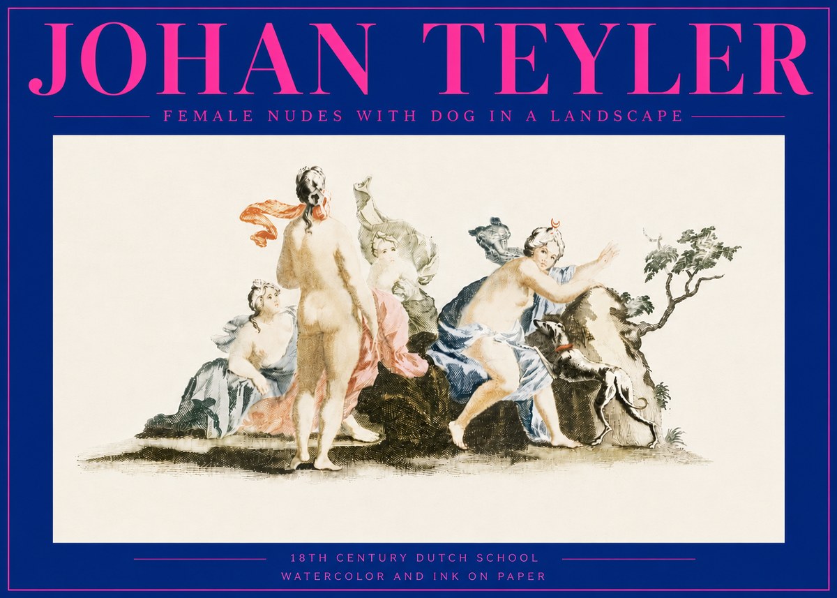 Johan Teyler Nudi Femminili Con Cane in Paesaggio No6 - Juliste